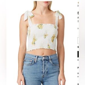 Show Me Your Mumu White Floral Antoinette Smocked top, MSRP $114, S